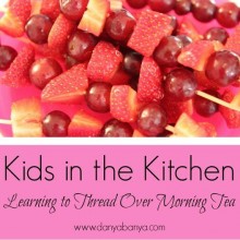 Kid-made fruit skewers