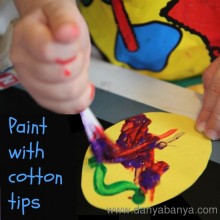 Easter egg painting with cotton tips