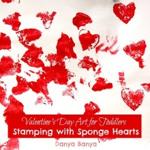 Valentines Day Art for Toddlers - Stamping with Sponge Hearts