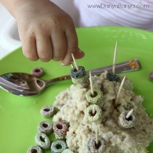 Toddler fine motor play with toothpicks