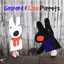 Cute Gaspard and Lisa puppets, would be an easy and fun craft idea for preschoolers, and guess what they used to paint Lisa