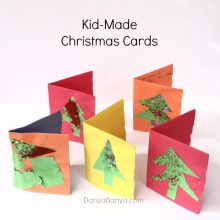 Kid made Christmas Cards using bubble wrap details ~ Danya Banya