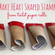 Make Heart Shaped Stamps from toilet paper rolls