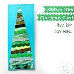 Ribbon Christmas tree card craft for kids