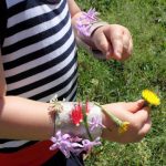 Picking flowers to stick on to DIY nature cuffs