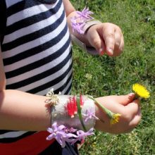 Picking flowers to stick on to DIY nature cuffs